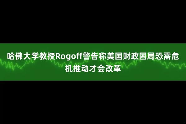 哈佛大学教授Rogoff警告称美国财政困局恐需危机推动才会改革